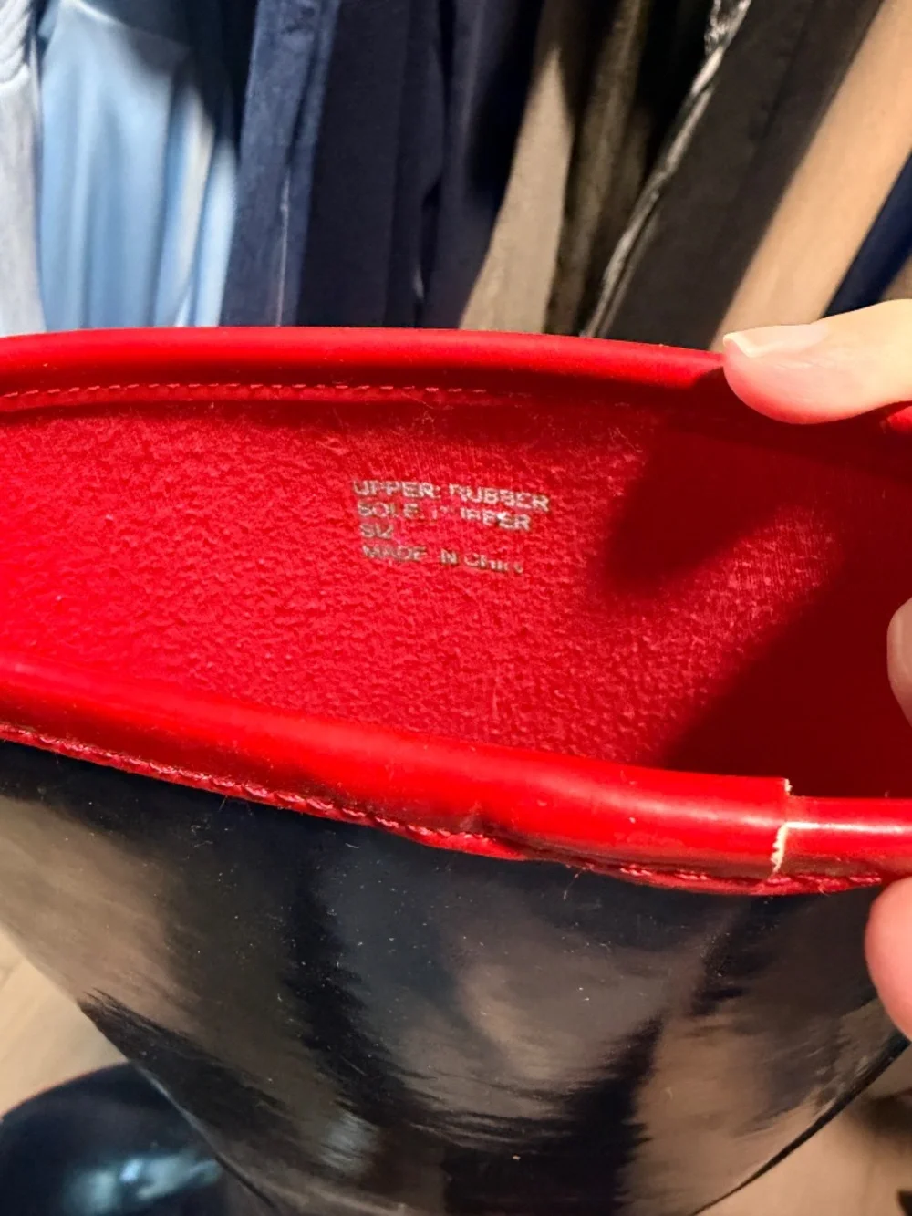 Tory Burch Navy and Red Rain Boots
